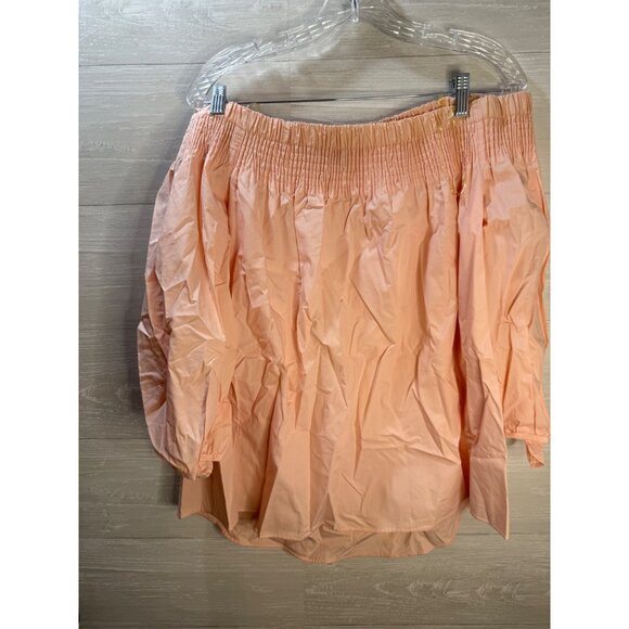 DO+BE Peach Off-Shoulder Smocked Blouse S 100% Cotton - Picture 7 of 12